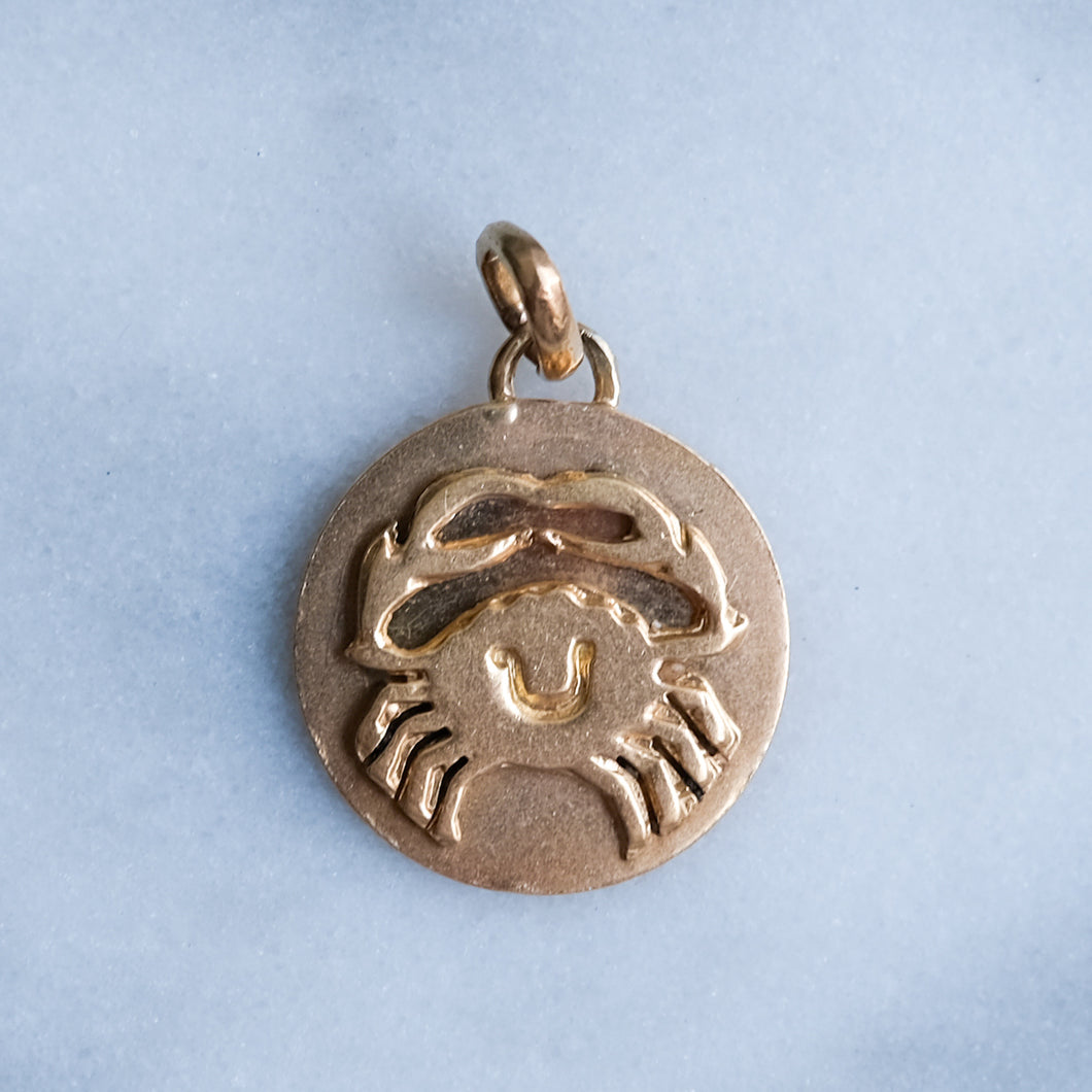 Vintage Round Cancer Zodiac Pendant