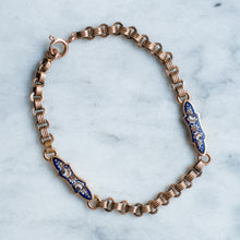 Load image into Gallery viewer, Antique Victorian/Napoleon III Bracelet with Decorative Enamel Floral Plaque Links
