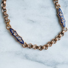 Load image into Gallery viewer, Antique Victorian/Napoleon III Bracelet with Decorative Enamel Floral Plaque Links
