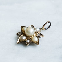 Load image into Gallery viewer, Antique Pearl and Rose-Cut Diamond Celestial Star Pendant
