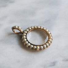 Load image into Gallery viewer, Georgian 10K Rose Gold and Pearl Halo Crystal Locket Pendant
