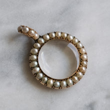 Load image into Gallery viewer, Georgian 10K Rose Gold and Pearl Halo Crystal Locket Pendant
