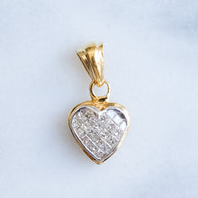 Load image into Gallery viewer, Vintage Delicate 18 Inch Curb-Link Chain with Invisible Set Diamond Heart Pendant
