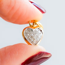 Load image into Gallery viewer, Vintage Delicate 18 Inch Curb-Link Chain with Invisible Set Diamond Heart Pendant
