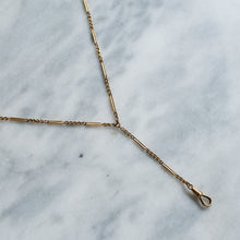 Load image into Gallery viewer, Art Deco 14K Rose Gold Bar-Link Lariat Watch Chain Necklace
