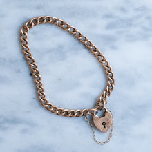 Load image into Gallery viewer, Antique 7 Inch Curb-Link Bracelet with attached Padlock
