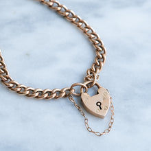 Load image into Gallery viewer, Antique 7 Inch Curb-Link Bracelet with attached Padlock
