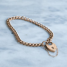 Load image into Gallery viewer, Antique 7 Inch Curb-Link Bracelet with attached Padlock
