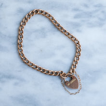 Load image into Gallery viewer, Antique 7 Inch Curb-Link Bracelet with attached Padlock
