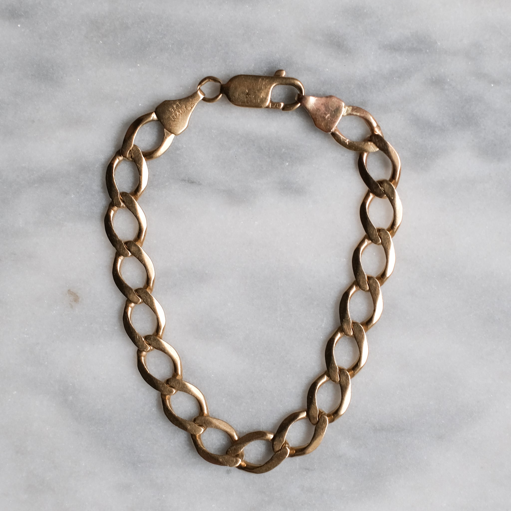 9K UK ITALIAN vintage ビンテージ ブレスbracelet Vintage 9K Gold Flat Curb-Link Bracelet | Eye of the Cat Jewellery