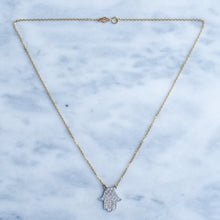 Load image into Gallery viewer, Vintage 16 Inch Diamond Hamsa / Hand Fatima Pendant Necklace
