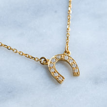 Load image into Gallery viewer, Vintage 16 Inch Diamond Horseshoe Pendant Necklace
