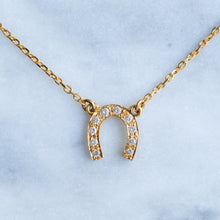 Load image into Gallery viewer, Vintage 16 Inch Diamond Horseshoe Pendant Necklace
