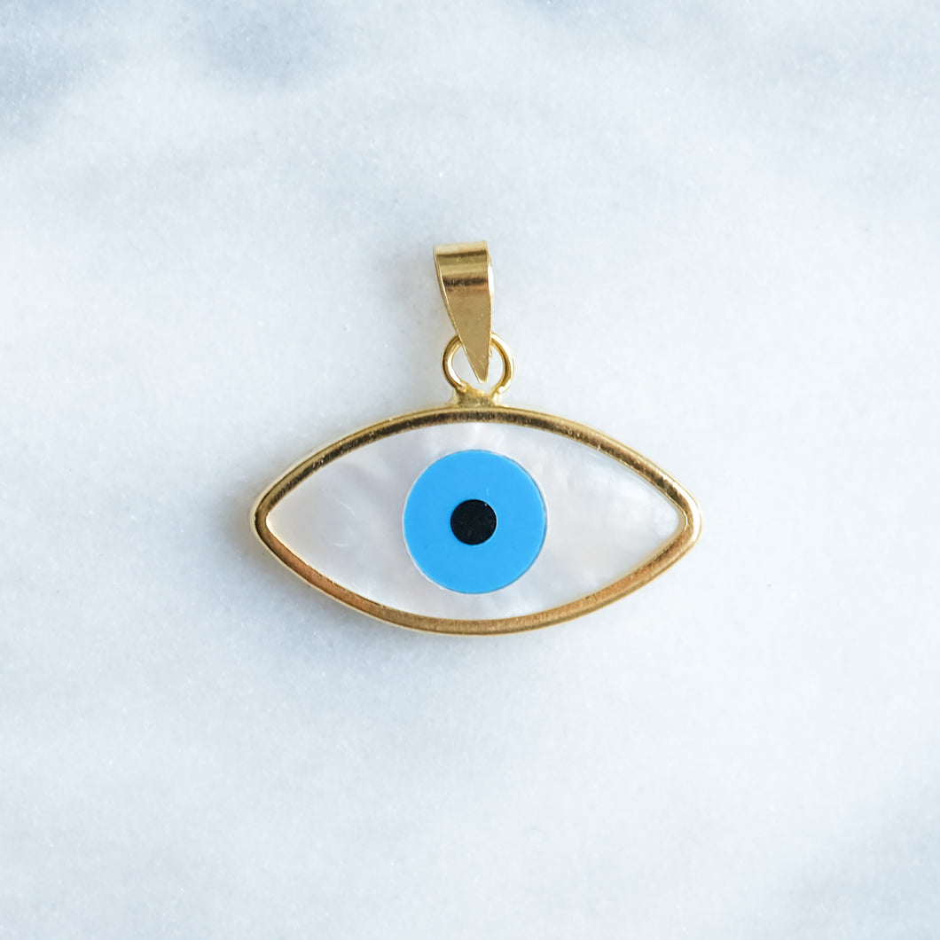 Vintage Mother of Pearl Evil Eye Pendant