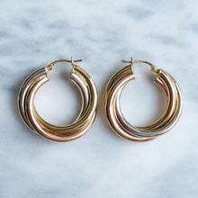 Load image into Gallery viewer, Vintage Tricolour UnoAErre Round Twist Hoop Earrings

