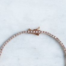 Load image into Gallery viewer, Vintage Natural Diamond Tennis Bracelet in 14K Rose Gold, 7″
