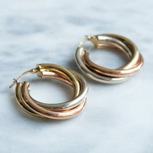 Load image into Gallery viewer, Vintage Tricolour UnoAErre Round Twist Hoop Earrings
