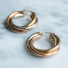 Load image into Gallery viewer, Vintage Tricolour UnoAErre Round Twist Hoop Earrings
