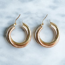 Load image into Gallery viewer, Vintage Tricolour UnoAErre Round Twist Hoop Earrings
