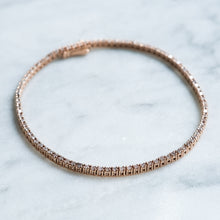 Load image into Gallery viewer, Vintage Natural Diamond Tennis Bracelet in 14K Rose Gold, 7″
