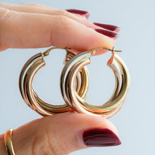 Load image into Gallery viewer, Vintage Tricolour UnoAErre Round Twist Hoop Earrings
