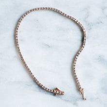 Load image into Gallery viewer, Vintage Natural Diamond Tennis Bracelet in 14K Rose Gold, 7″
