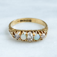 Load image into Gallery viewer, Antique Edwardian Five-Stone Opal Diamond Ring
