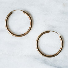 Load image into Gallery viewer, Vintage 9K Yellow Gold Etched Hoop Earrings
