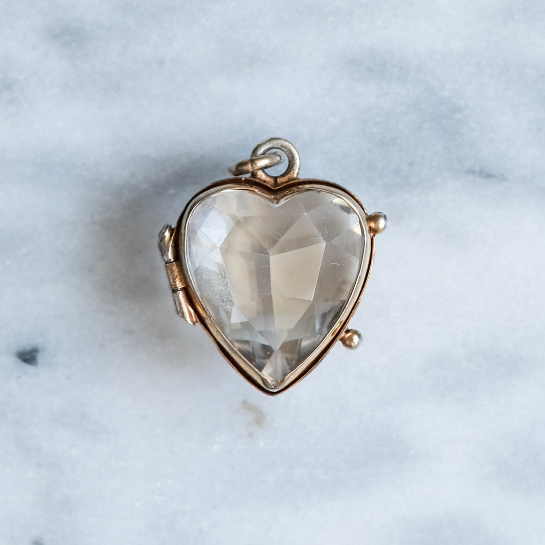 Victorian Heart Faceted Rock Crystal Locket