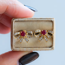 Load image into Gallery viewer, Vintage Diamond and Ruby Bow Stud Earrings
