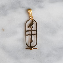 Load image into Gallery viewer, Vintage 18K Yellow Gold Egyptian Cartouche Hieroglyph Pendant
