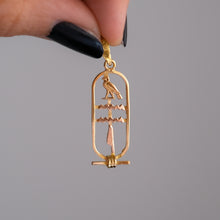 Load image into Gallery viewer, Vintage 18K Yellow Gold Egyptian Cartouche Hieroglyph Pendant
