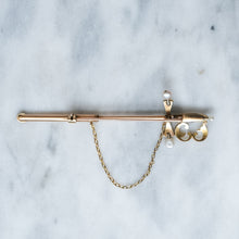 Load image into Gallery viewer, Antique Edwardian 14K Yellow Gold Turquoise and Pearl Sword Brooch
