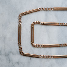 Load image into Gallery viewer, Art Deco 14K Rose Gold Curb and Bar Link Watch Chain
