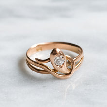 Load image into Gallery viewer, Antique Victorian 14K Rose Gold Diamond Snake Ring
