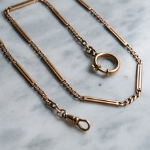 Load image into Gallery viewer, Art Deco 14K Rose Gold Curb and Bar Link Watch Chain
