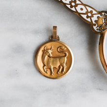 Load image into Gallery viewer, Vintage 18K Yellow Gold French Taurus Zodiac Astrological Pendant
