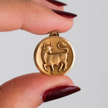 Load image into Gallery viewer, Vintage 18K Yellow Gold French Taurus Zodiac Astrological Pendant
