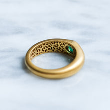 Load image into Gallery viewer, Vintage Flush Set Emerald and Diamond Ring
