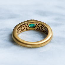Load image into Gallery viewer, Vintage Flush Set Emerald and Diamond Ring
