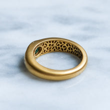 Load image into Gallery viewer, Vintage Flush Set Emerald and Diamond Ring
