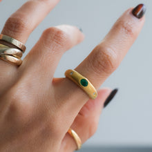 Load image into Gallery viewer, Vintage Flush Set Emerald and Diamond Ring
