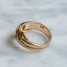 Load image into Gallery viewer, Vintage 9K Rose Gold Garnet Toi et Moi Snake Ring
