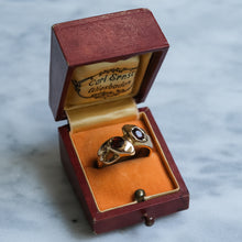 Load image into Gallery viewer, Vintage 9K Rose Gold Garnet Toi et Moi Snake Ring
