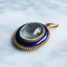 Load image into Gallery viewer, Antique Late 19th Century Blue Enamel Rock Crystal Locket
