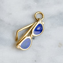 Load image into Gallery viewer, Vintage 18K Yellow Gold Sunglasses with Enamel and Diamonds Pendant
