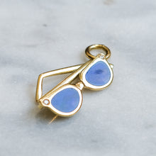 Load image into Gallery viewer, Vintage 18K Yellow Gold Sunglasses with Enamel and Diamonds Pendant
