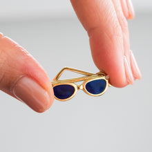 Load image into Gallery viewer, Vintage 18K Yellow Gold Sunglasses with Enamel and Diamonds Pendant
