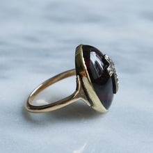 Load image into Gallery viewer, Antique Cabochon Garnet with Rose-Cut Diamonds in a Cross Design
