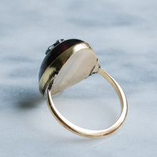 Load image into Gallery viewer, Antique Cabochon Garnet with Rose-Cut Diamonds in a Cross Design
